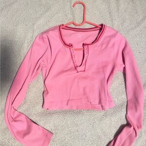 Urban Outfitters Go for Gold Women's Pink Long-Sleeve Crop Top